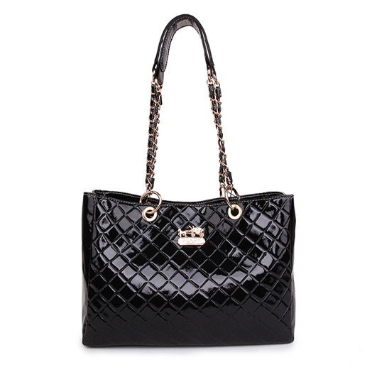 Coach Rhombic Medium Black Shoulder Bags BCK - Click Image to Close